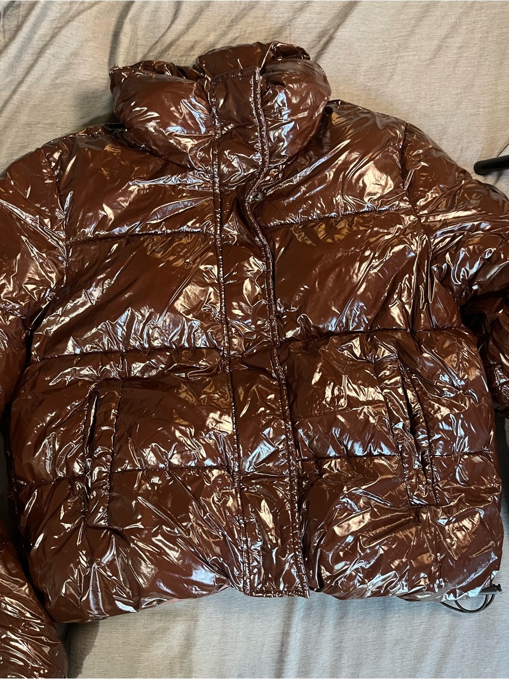 Noize Glossy Brown Women's Puffer Jacket